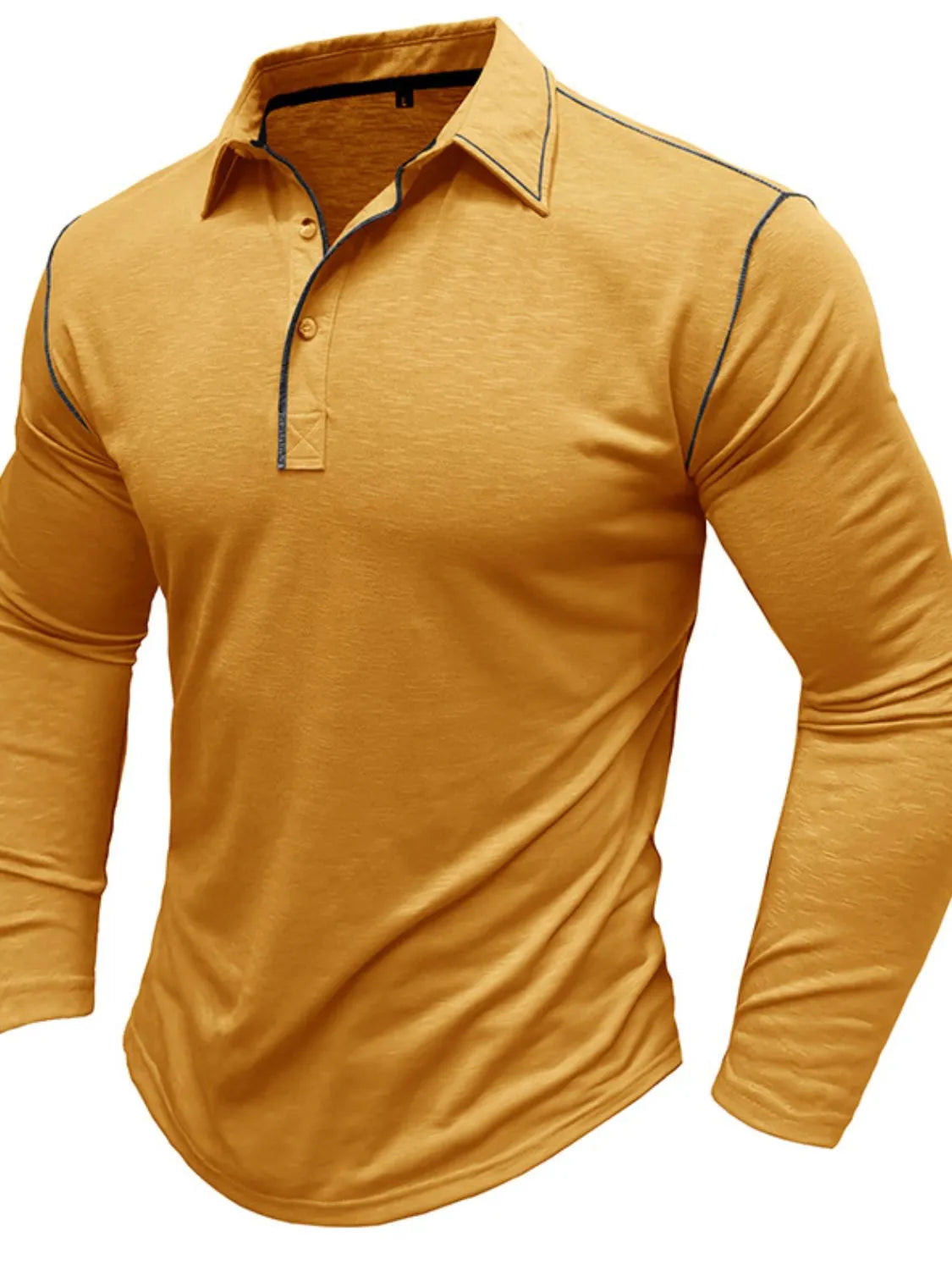 Men's Button Detail Long Sleeve Polo.