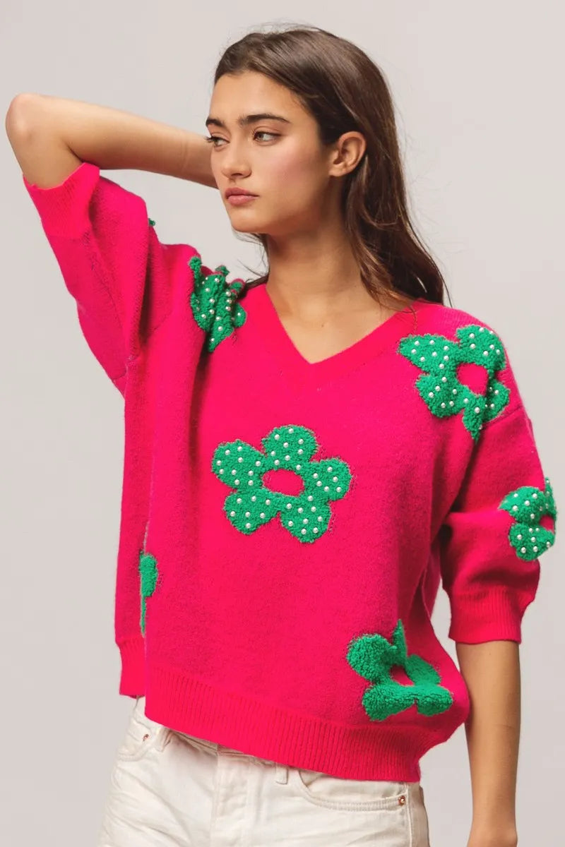Flowers Sweater Top.