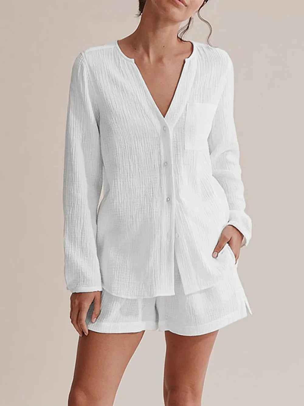 Long Sleeve women Top and Shorts Set