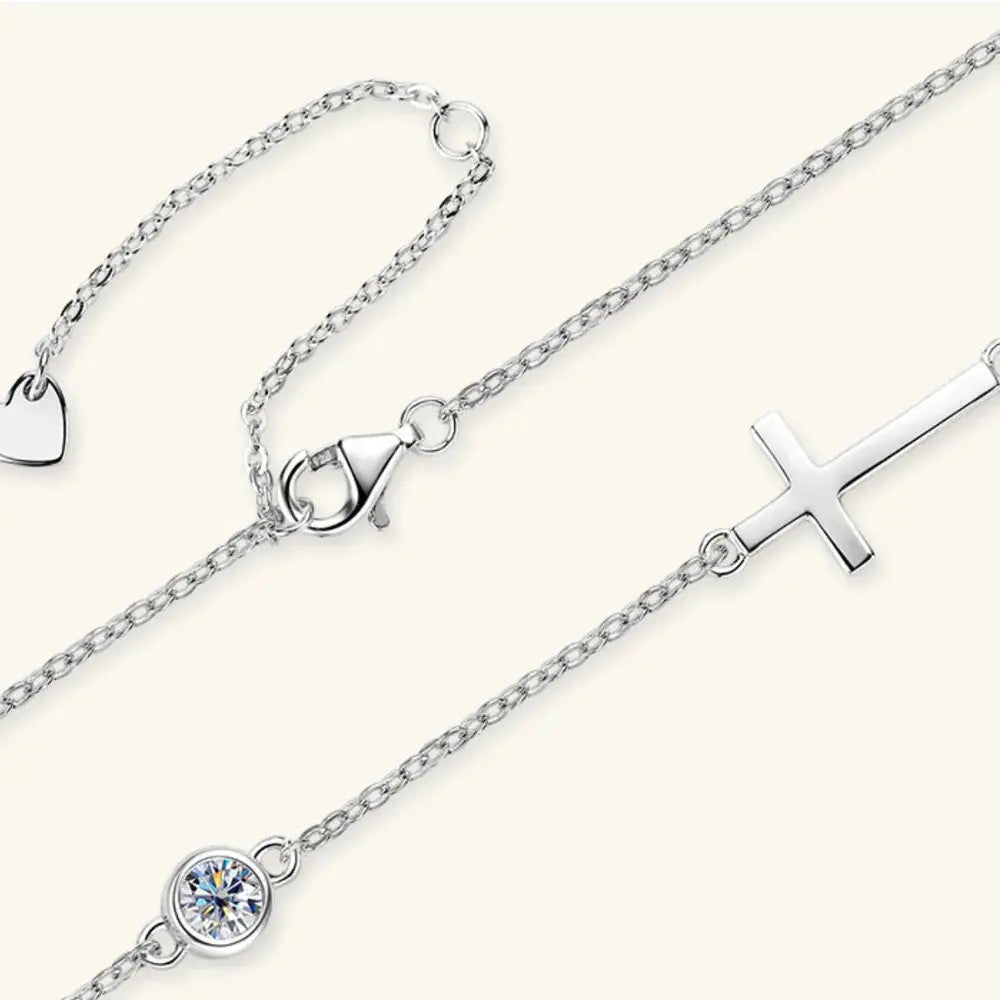 Cross 925 Sterling Silver Moissanite Necklace.