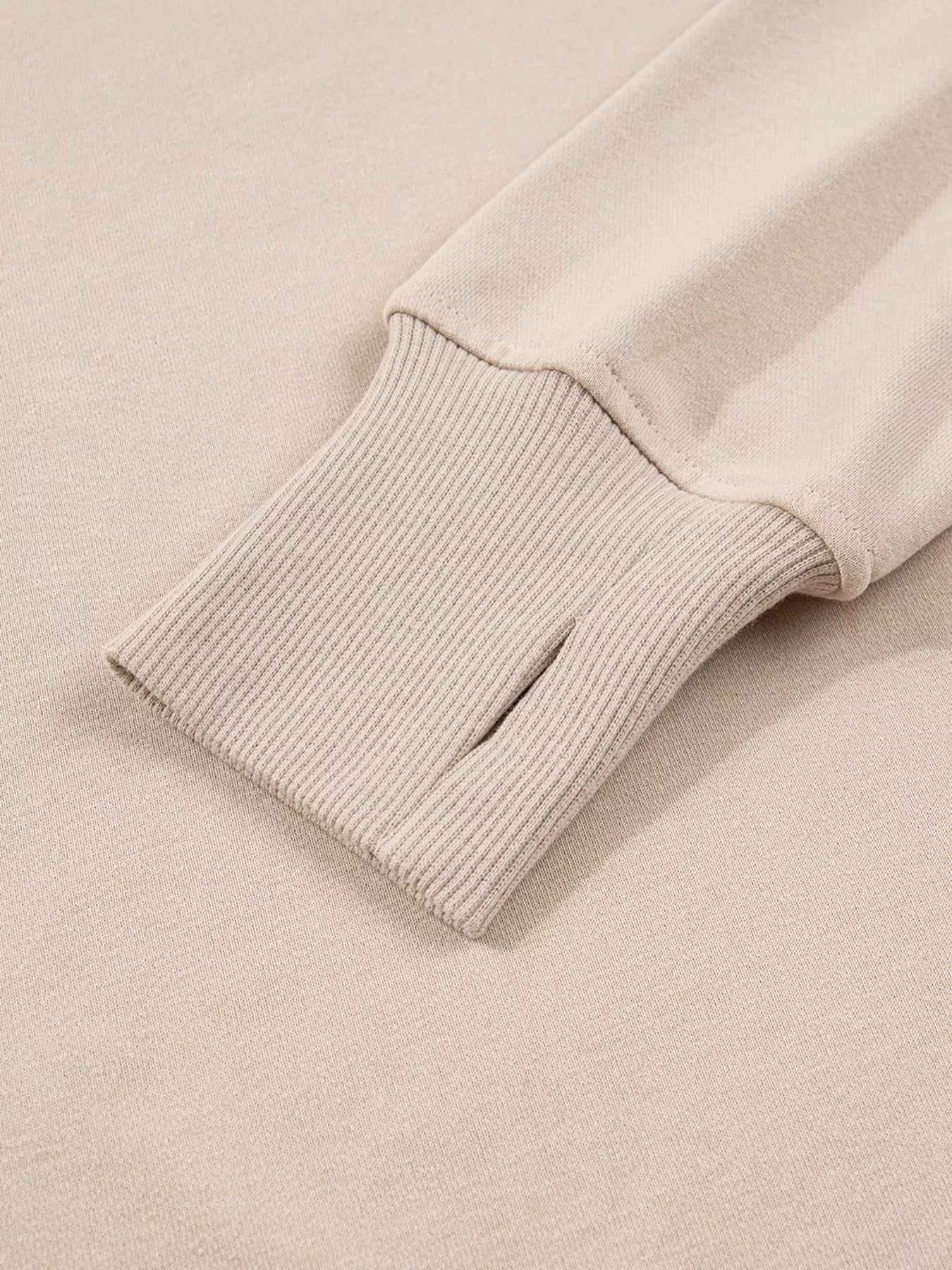 Solid Color Oversize Slit Sweatshirt and Ribbed Leggings 2pcs Set