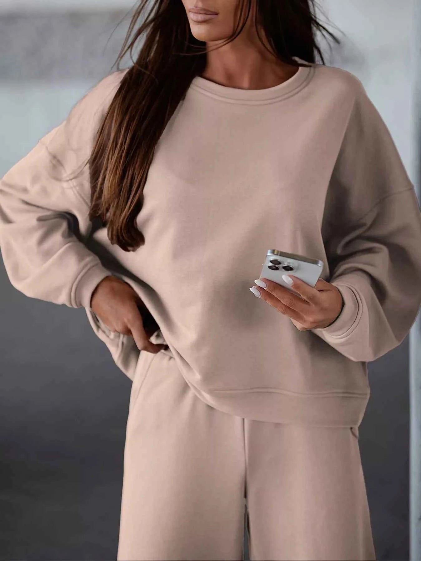 Casual Loose Fit Top and Pants Two-Piece Set