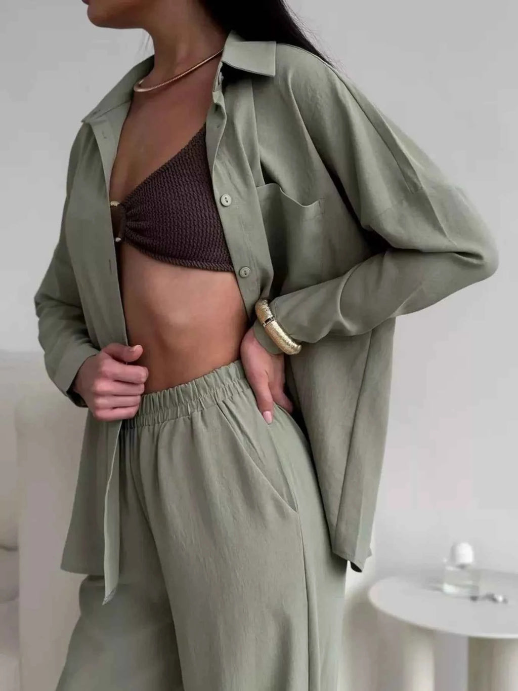 Button Down Shirt and Pants Set