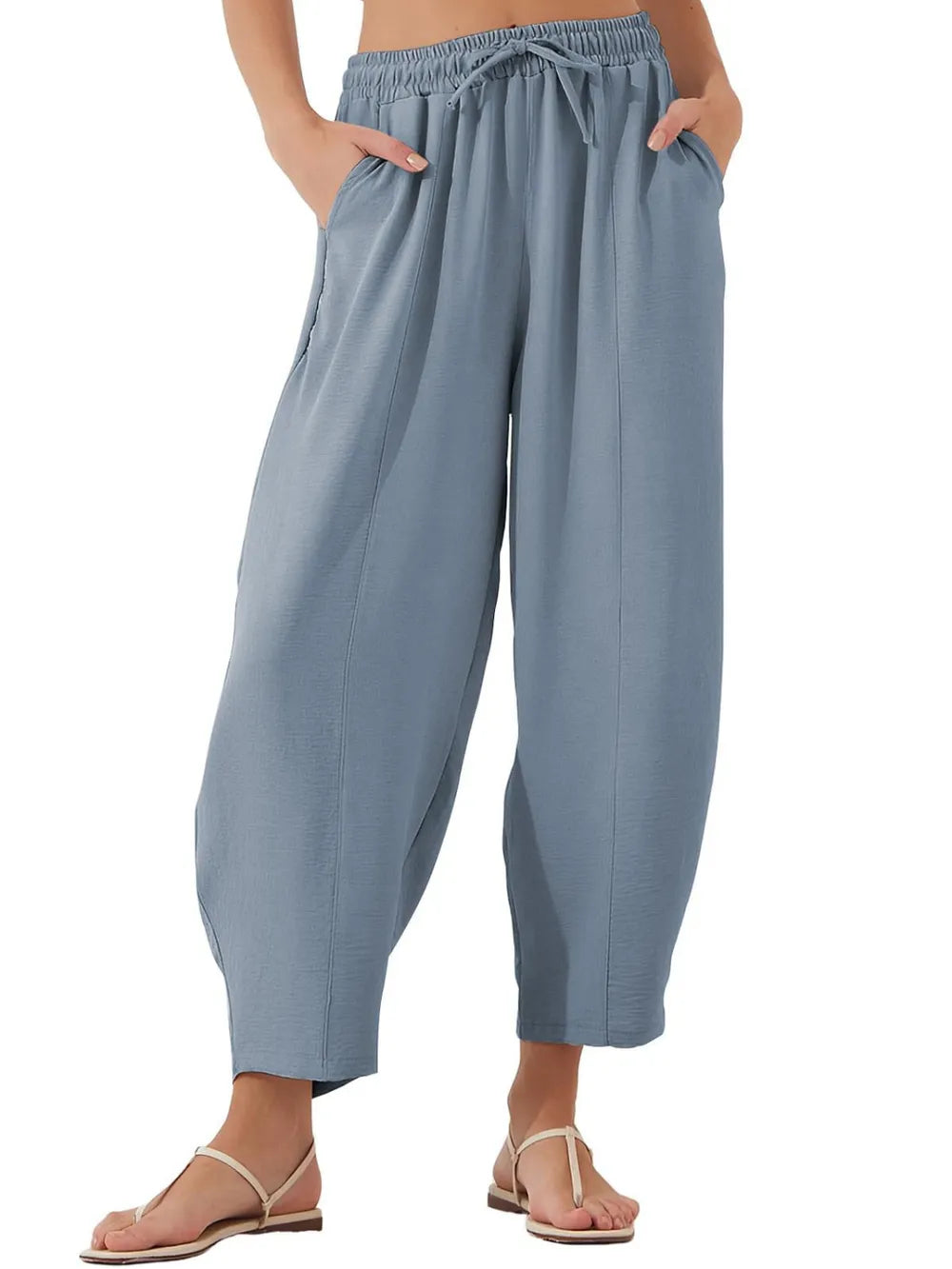 Full Size Drawstring Cropped Jogger Pants Plus Size.