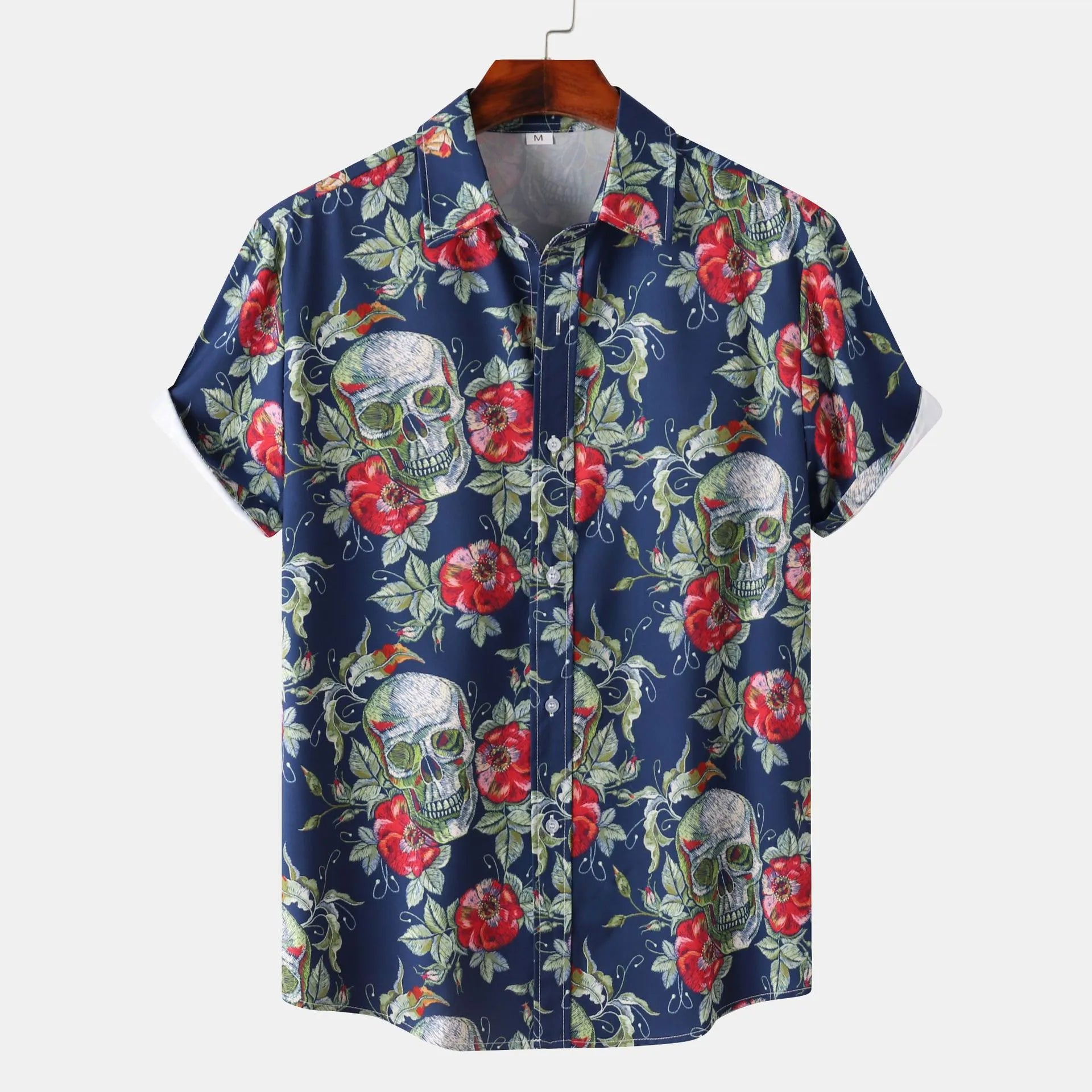 Men's Full Size Printed Short Sleeve Casual Shirt Plus Size.