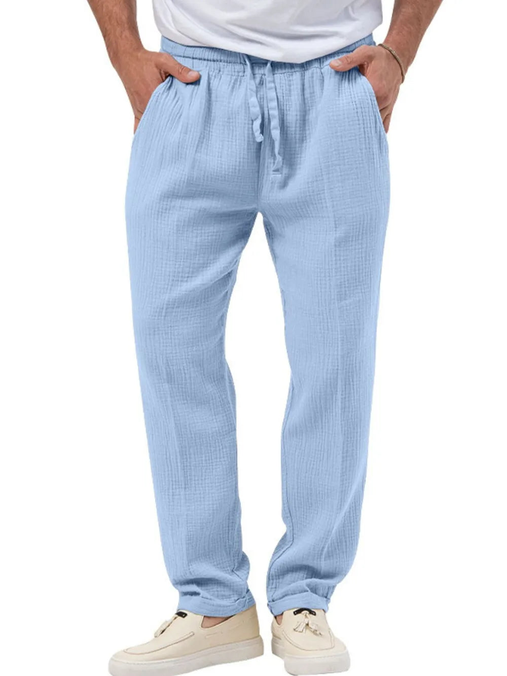 Men's Plus Size Drawstring Texture Pants.