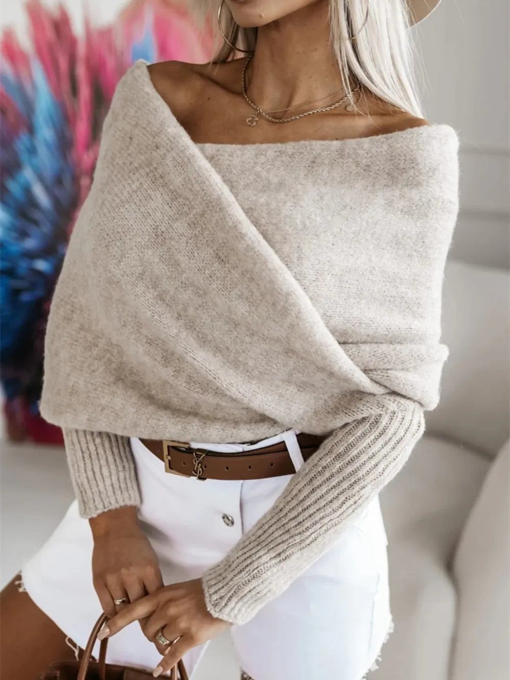 Long Sleeve Cropped Knit Top.