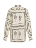 Printed Button Up Shirt And Pants Set With Front Pockets