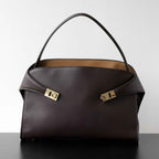 Luxury Genuine Leather Tote Bag for Women, Large Capacity, Top-Grain Cowhide, Handheld Shoulder Bag, HUG Style