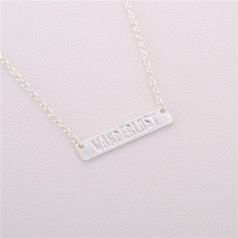 Wanderlust Pendant Necklace Jewelry Letter Pendant Simple Bar Necklace Outdoor JewelryNot All Who Wander Are Lost