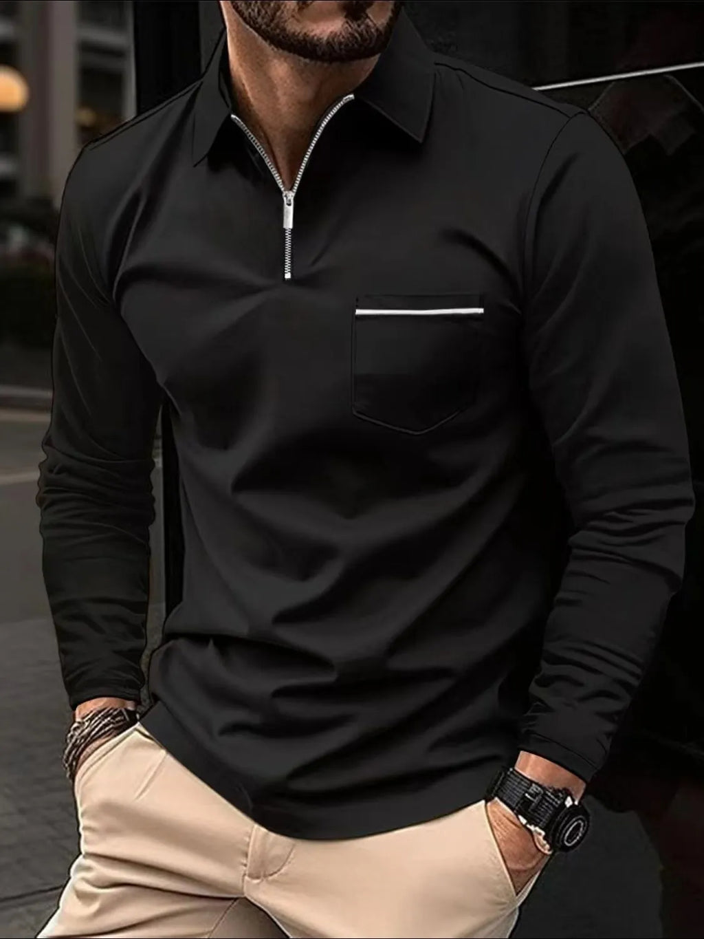 Miami Men's Long Sleeve Polo Plus Size.