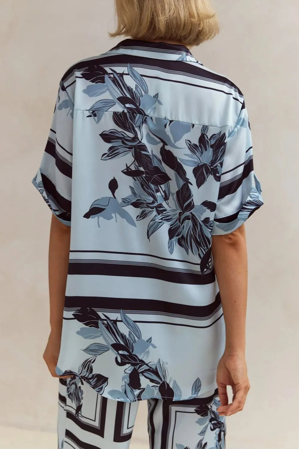 Printed Button Up Shirt and Pants Set - CHIC TB