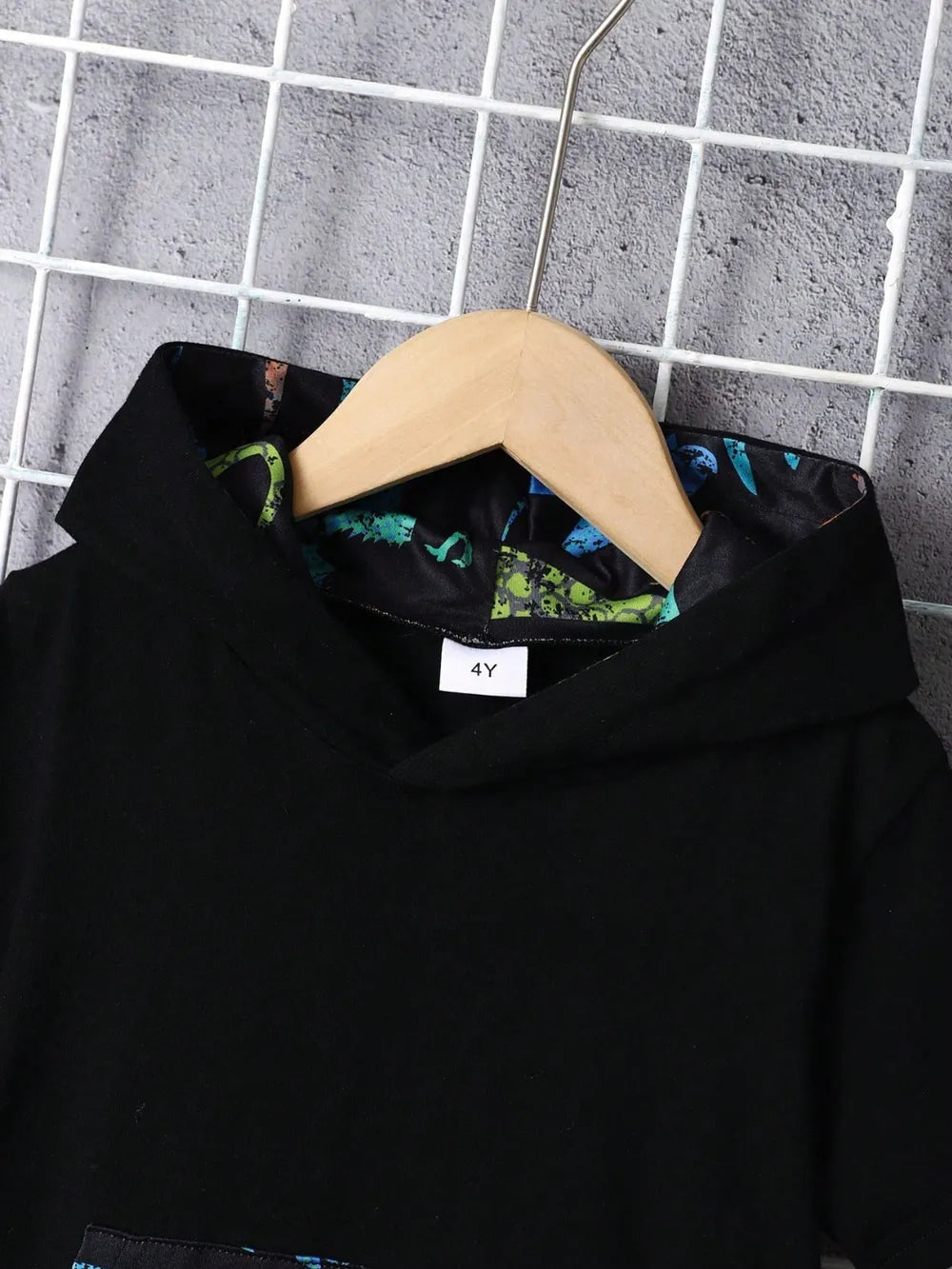 Children's Dinosaur Short Sleeve Hooded Top and Pants Set.