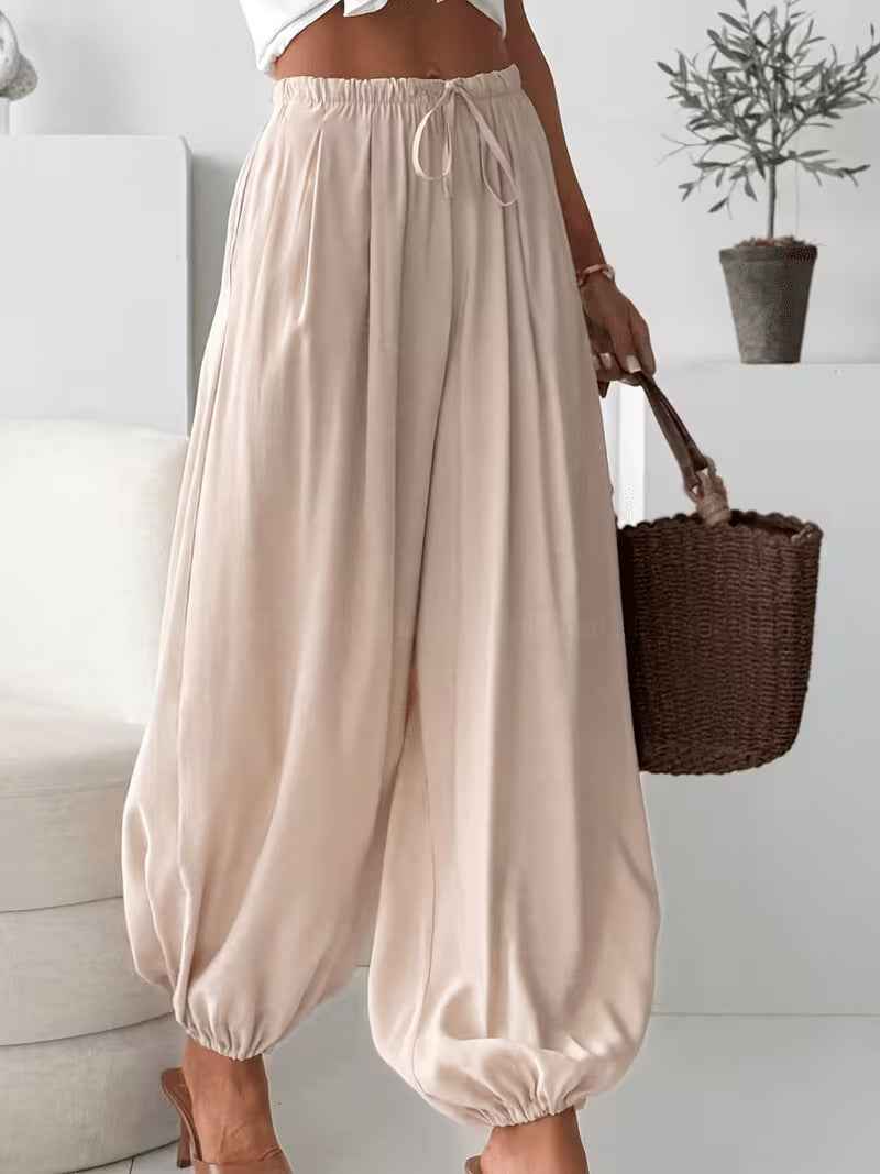Womens Summer Elastic-Waist Ankle-Length Pants