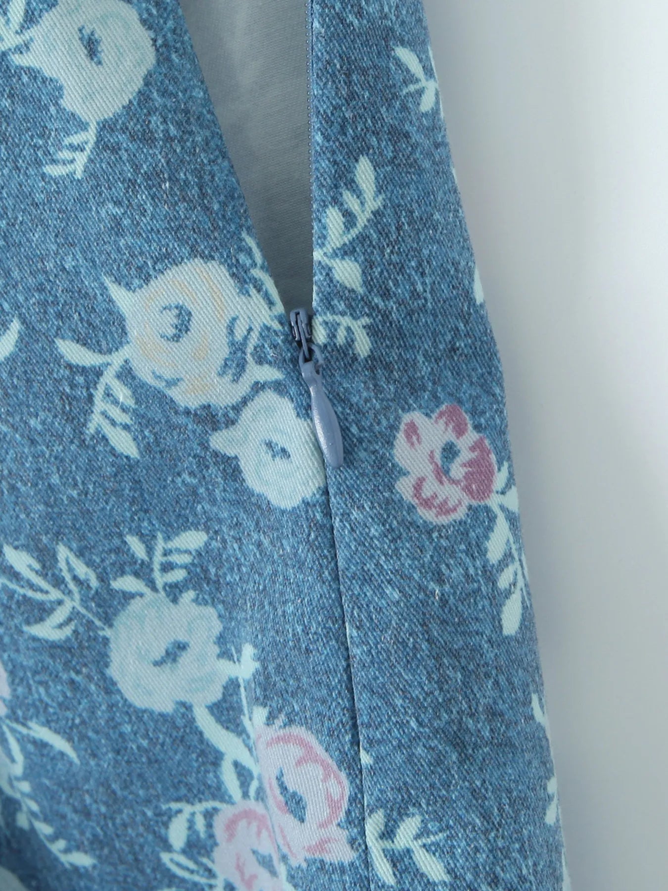 Floral Print Strapless Top and Skort Denim Set.