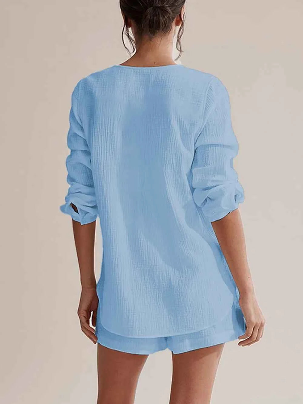 Long Sleeve women Top and Shorts Set
