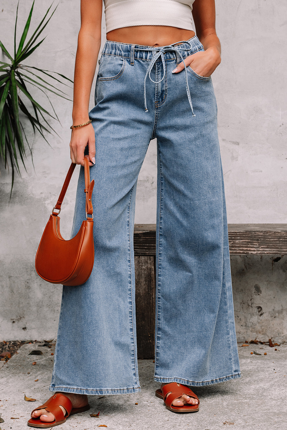 Dusk Blue Medium Wash Super Wide Leg Denim Pants Dear-Lover Dropshipping