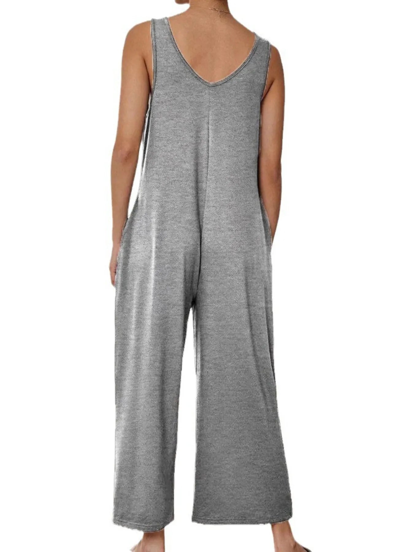 Sleeveless Wide Leg Casual Jumpsuit.