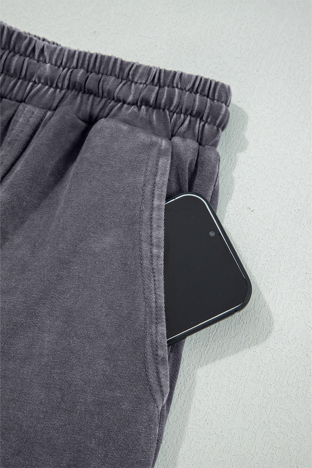 Light Grey Flower Patch Mineral Washed Terry Knit Cropped Wide Leg Pants Dear-Lover Dropshipping