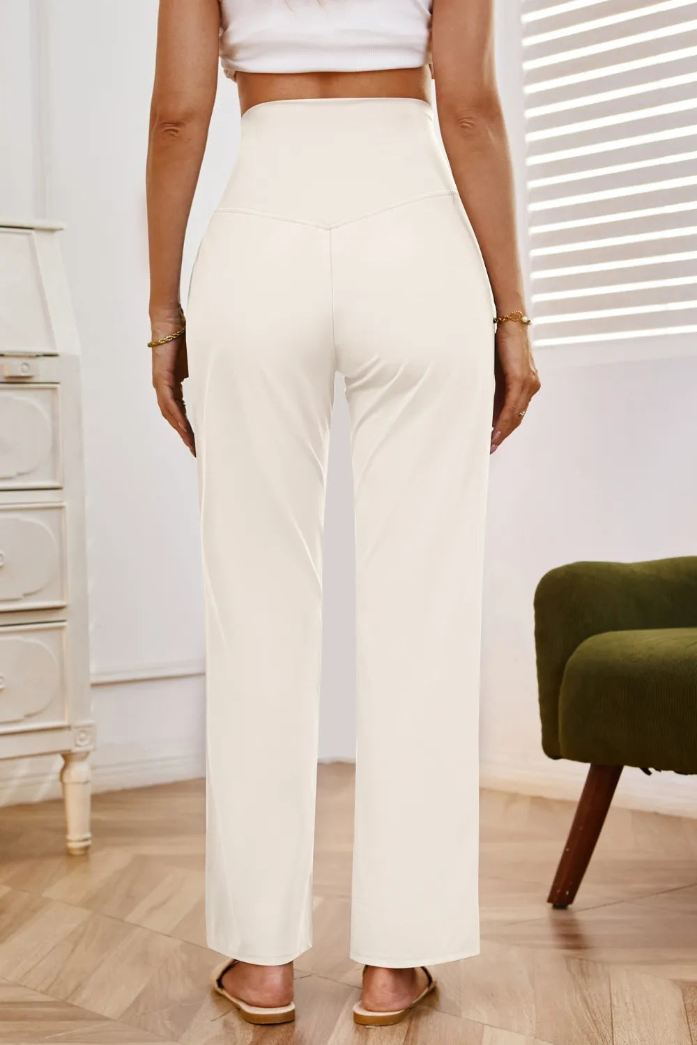 High Waist Wide Leg Pants with Pockets.