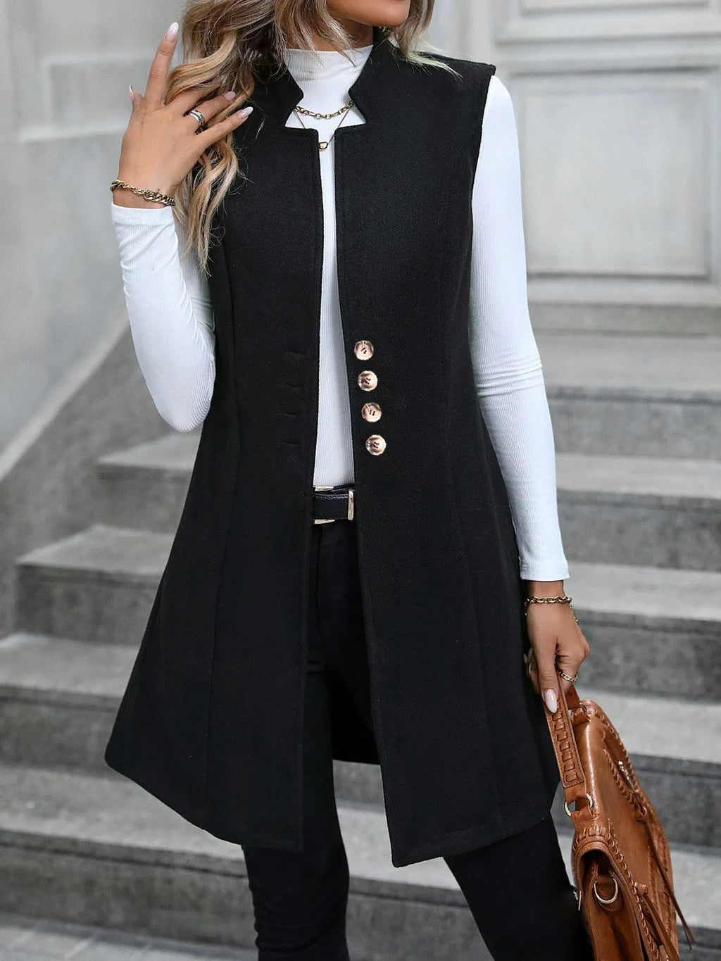 Button Up Longline Vest Coat.