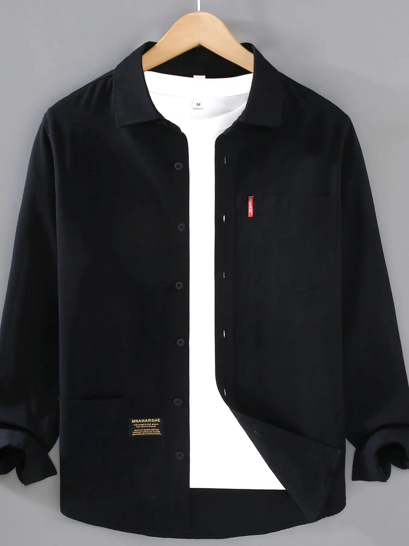 Men's Plus Size Button Up Long Sleeve Shirt.