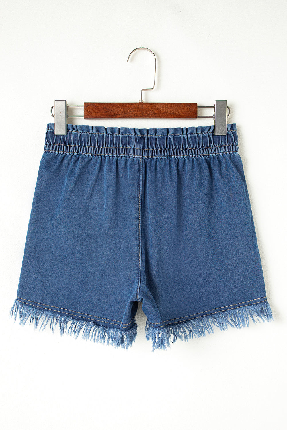Ashleigh Blue Raw Hem Drawstring Elastic Waistband Denim Shorts with Pockets Dear-Lover Dropshipping
