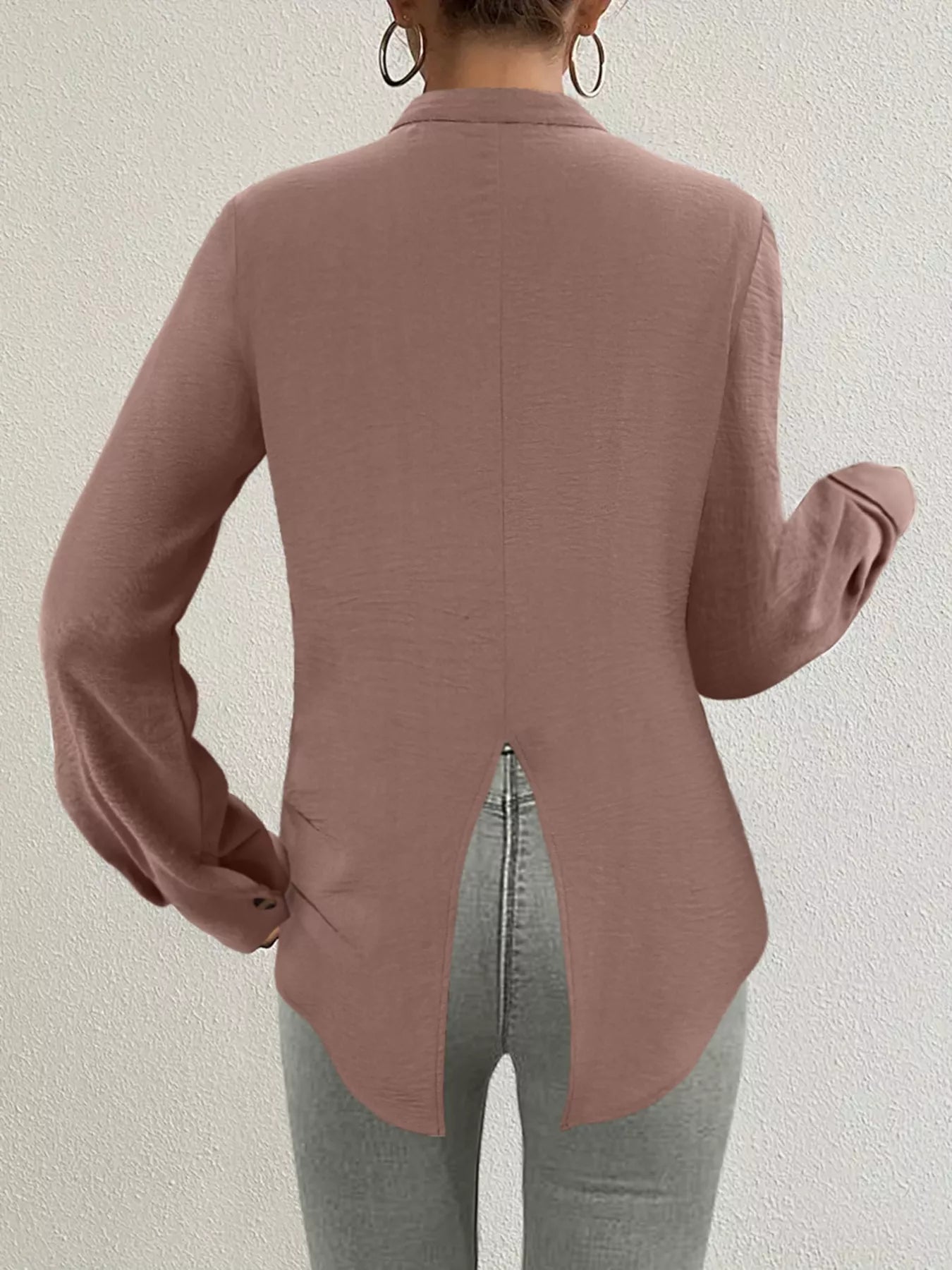 Slit Back Long Sleeve Shirt.