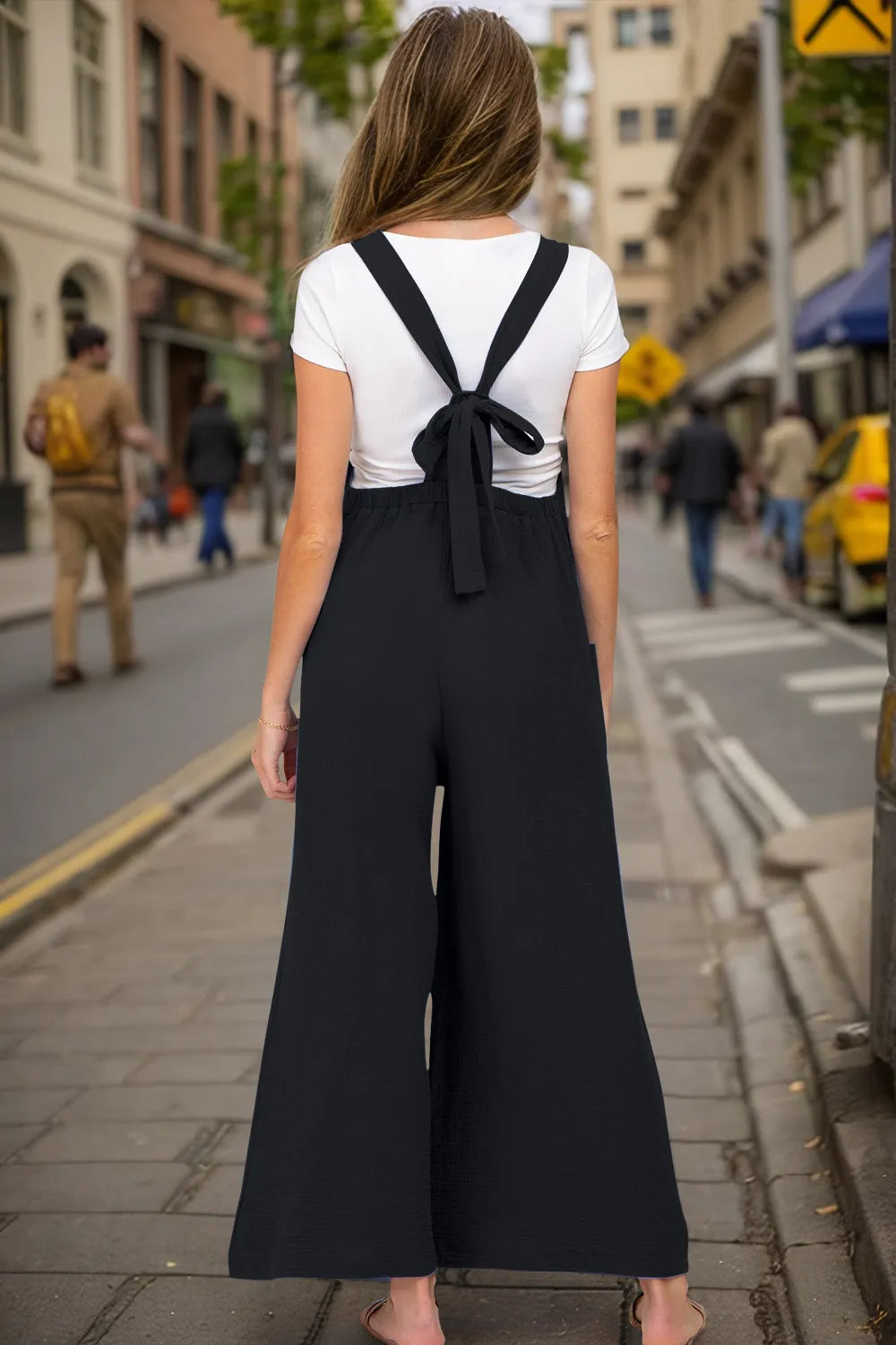 Double Take Full Size Wide Leg Overalls with Pockets - CHIC TB