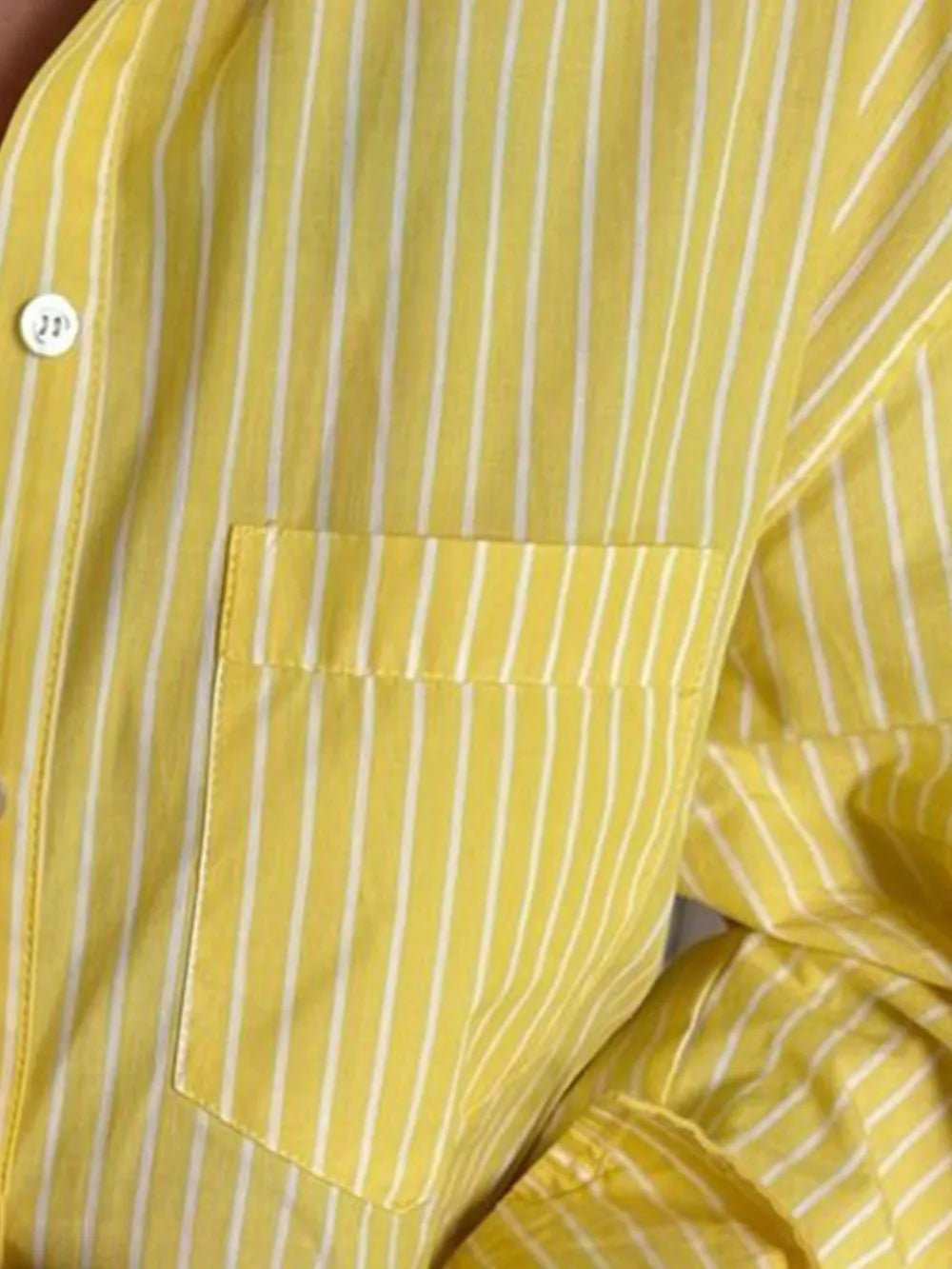 Devine Striped Collared Neck Long Sleeve Shirt.