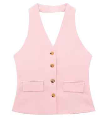 Women's Waistcoat Linen Vest Suit