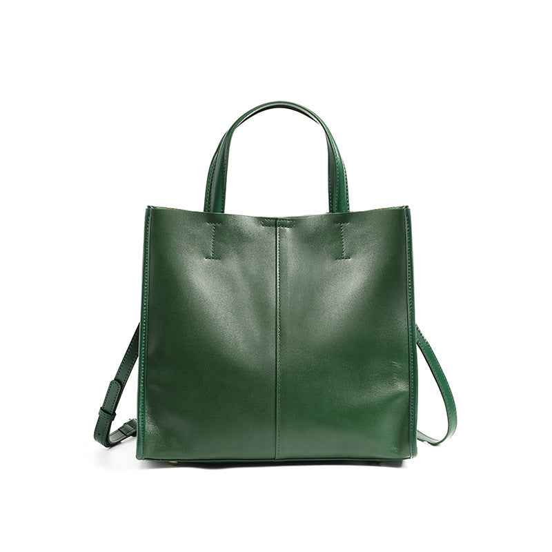 Leather Tote Bag for Women, Genuine First Layer Vegetable-Tanned Leather, Large Capacity, Fashionable and Versatile Handbag