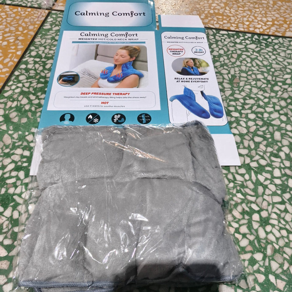 Microwave Heating Neck and Shoulder Wrap Gravity Weighted Strap Short Plush Neck and Shoulder Heating Pad with Hot/Cold Pack