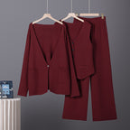 Three-Piece Jacket, Vest and Wide-Leg Pants Set