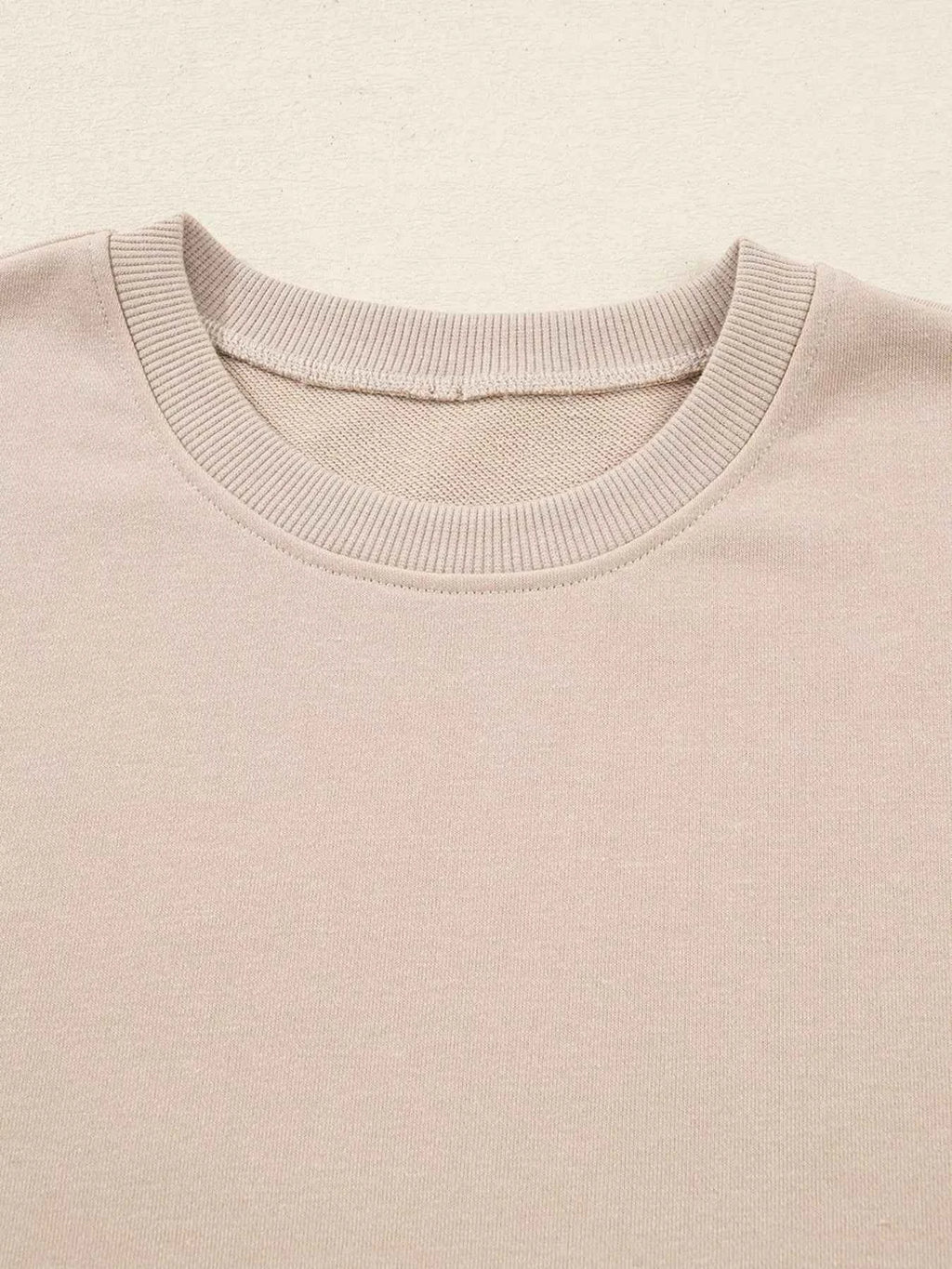 Solid Color Oversize Slit Sweatshirt and Ribbed Leggings 2pcs Set