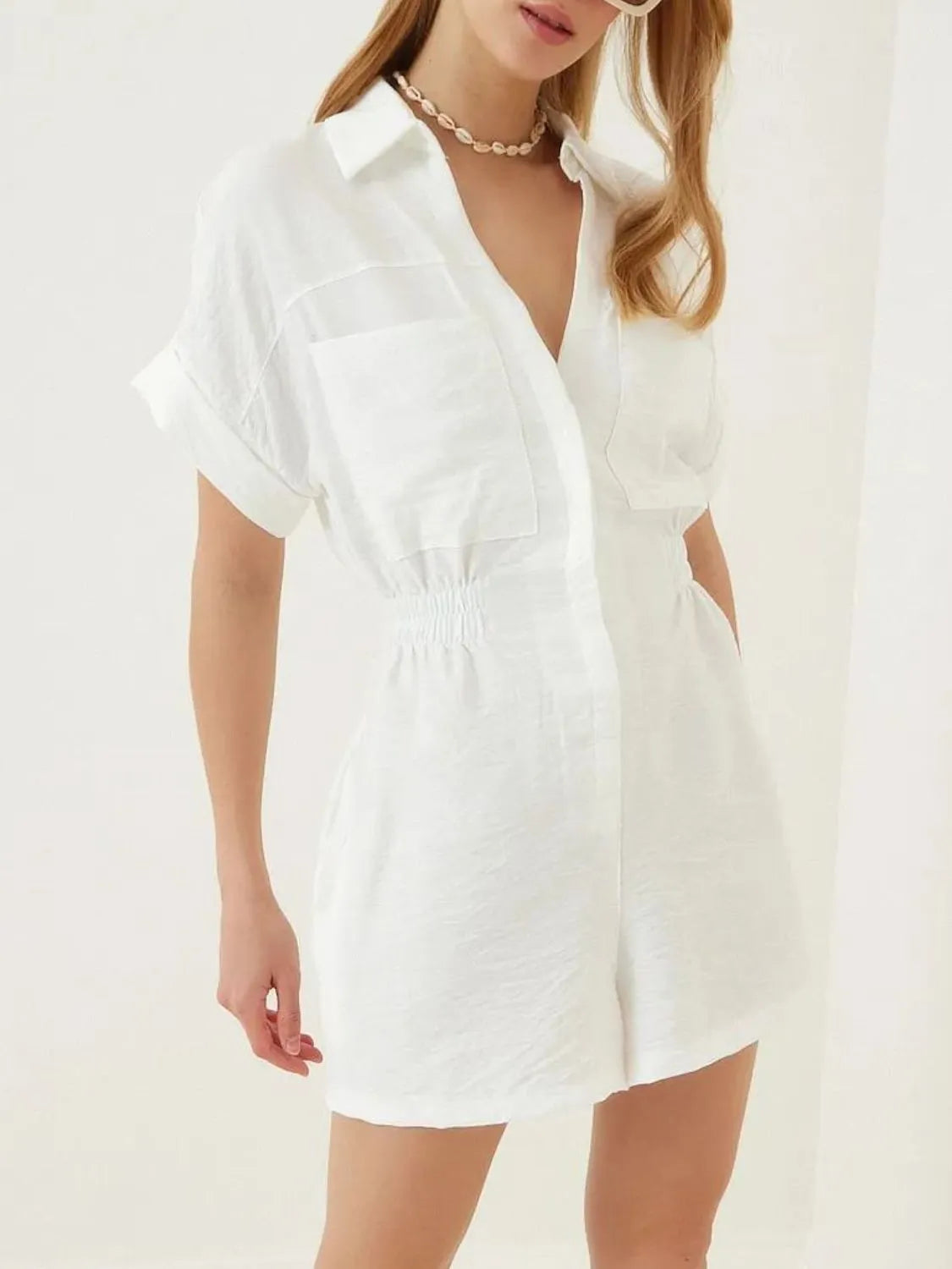 Johnny Collar Short Sleeve Romper.