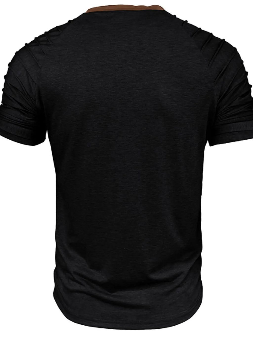 Men's Full Size Casual Henley Short Sleeve Top with Contrast Collar Plus Size.