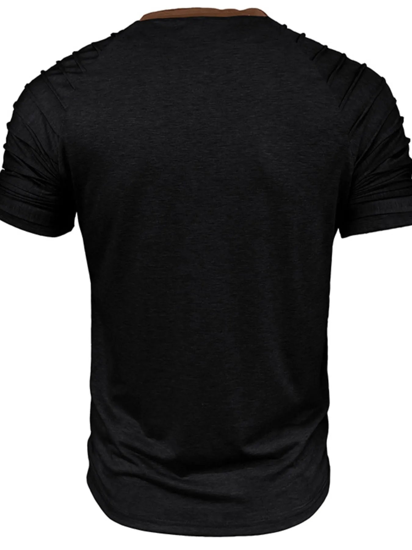 Men's Full Size Casual Henley Short Sleeve Top with Contrast Collar Plus Size.
