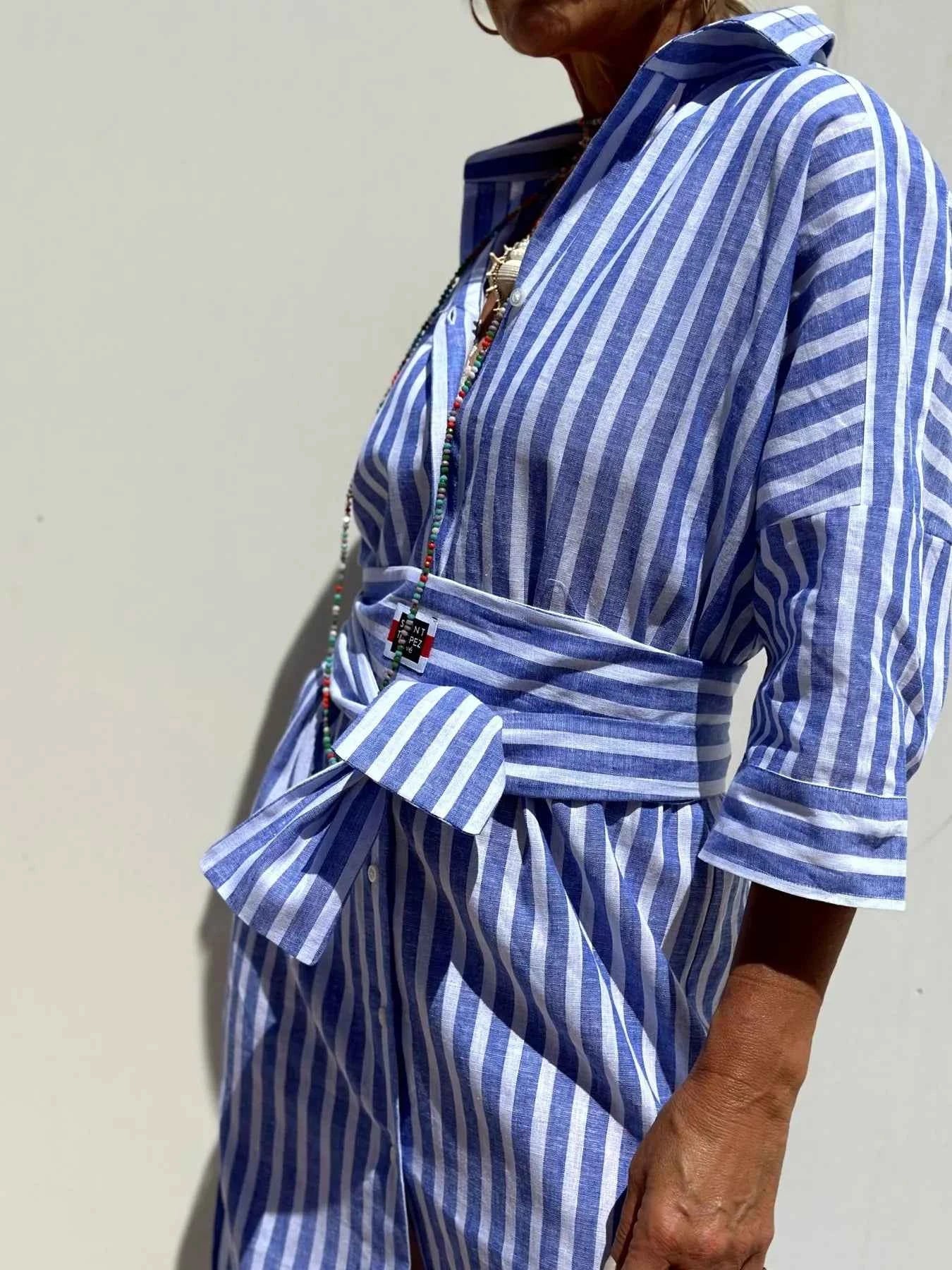 Striped Long Sleeve Shirt Dress.