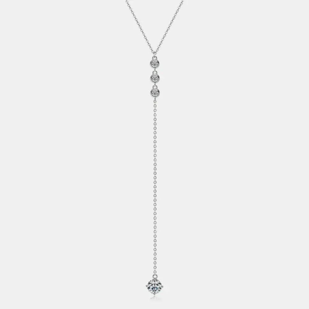 1.3 Carat Moissanite 925 Sterling Silver Drop Necklace.