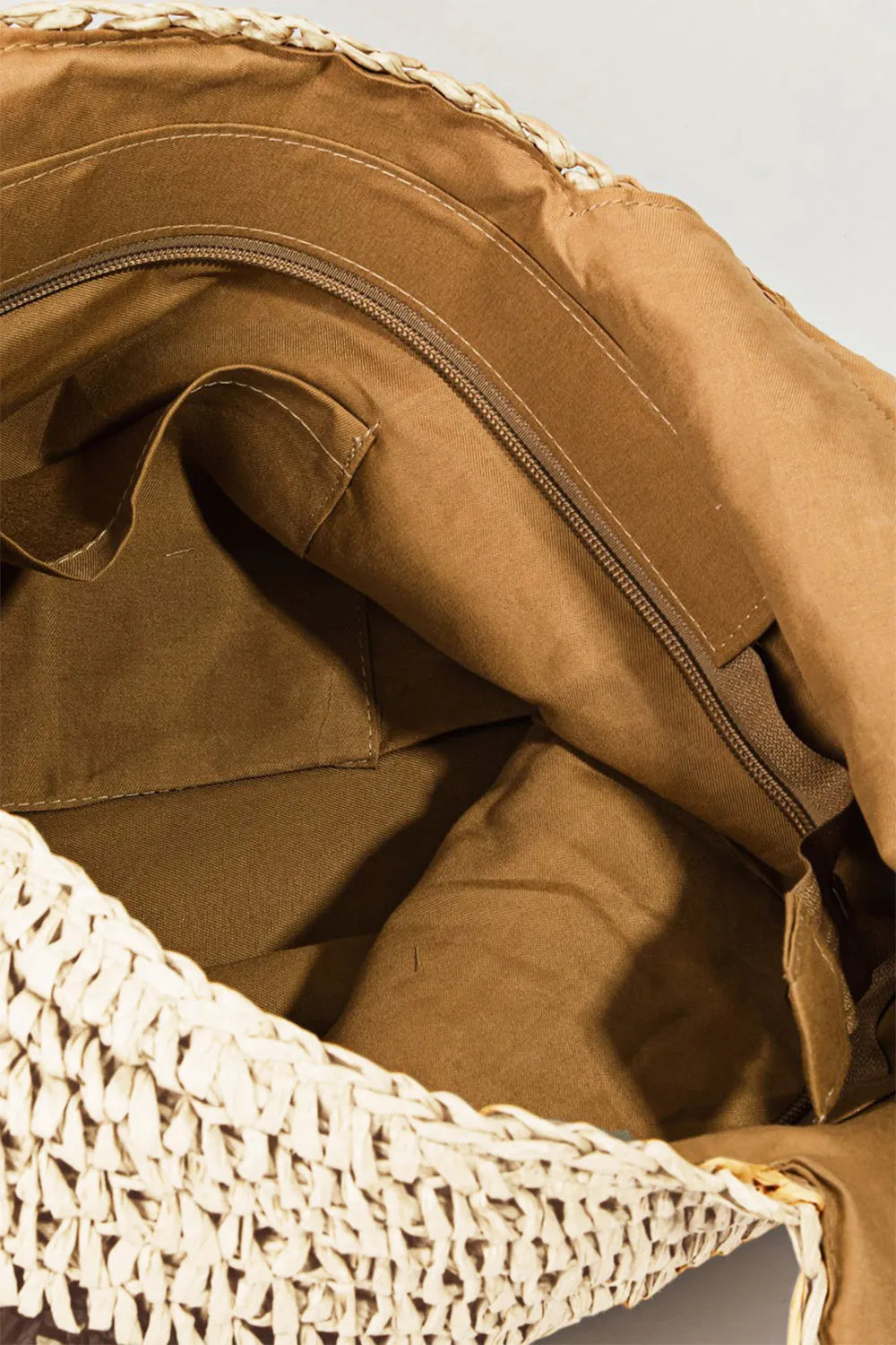 BEACH Striped Straw Braided Tote Bag.