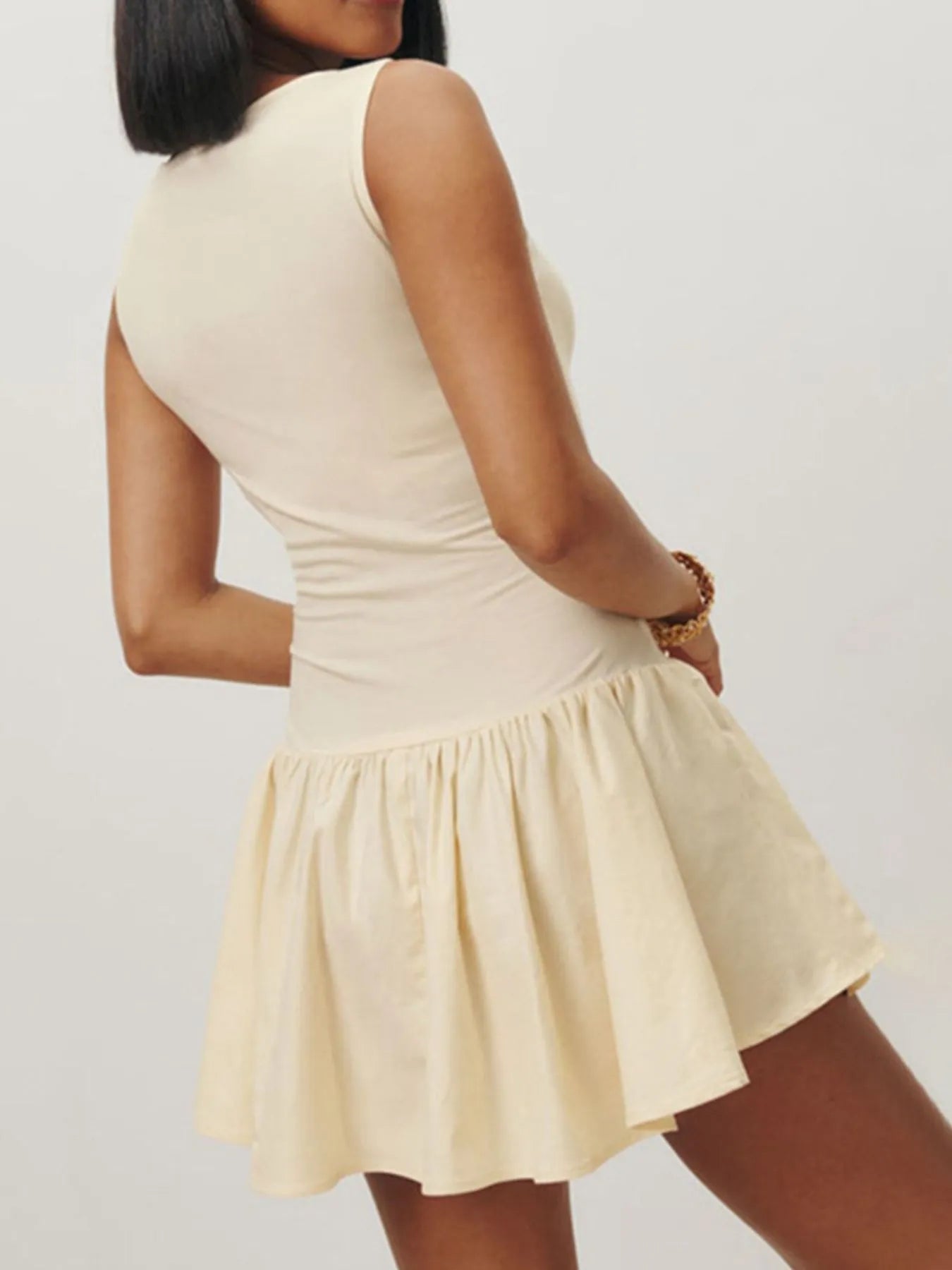 Sleeveless Ruched Mini Tank Dress.