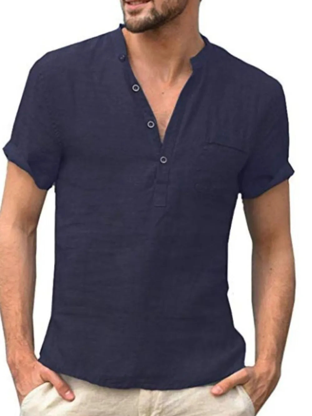 Men's Full Size Half Button Short Sleeve Polo Plus Size.