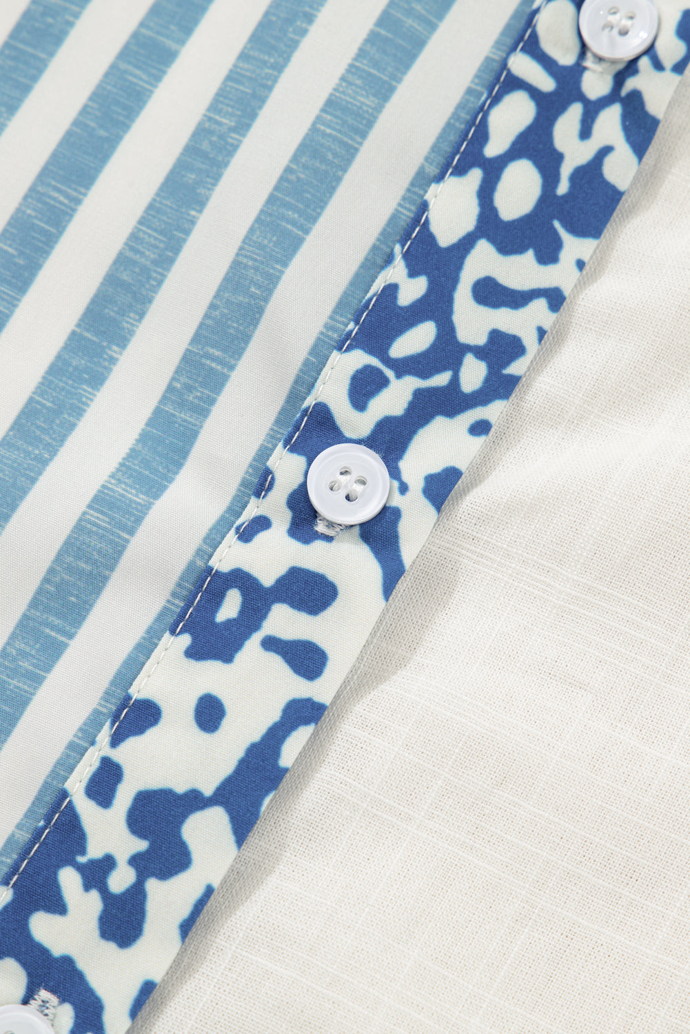 Sky Blue Leopard Striped Patchwork Casual Plus Shirt Dear-Lover Dropshipping