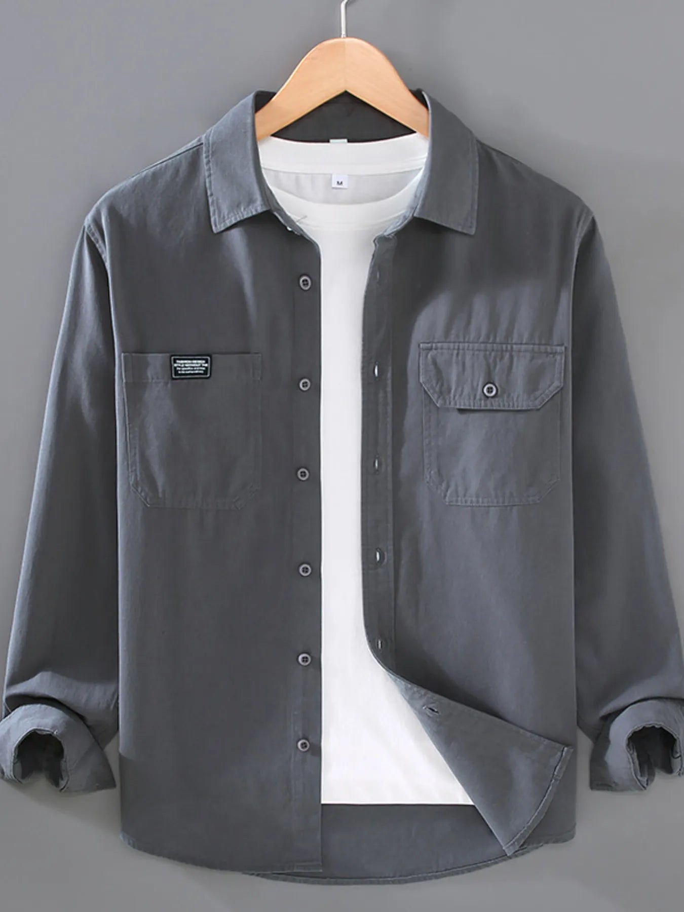 Men's Plus Size Button Up Long Sleeve Shirt.