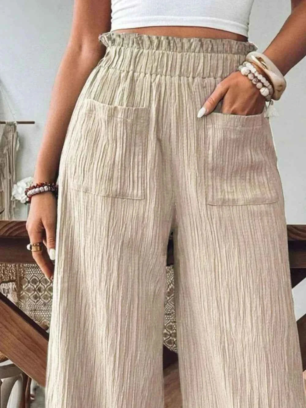 Frill Wide Leg Pants.