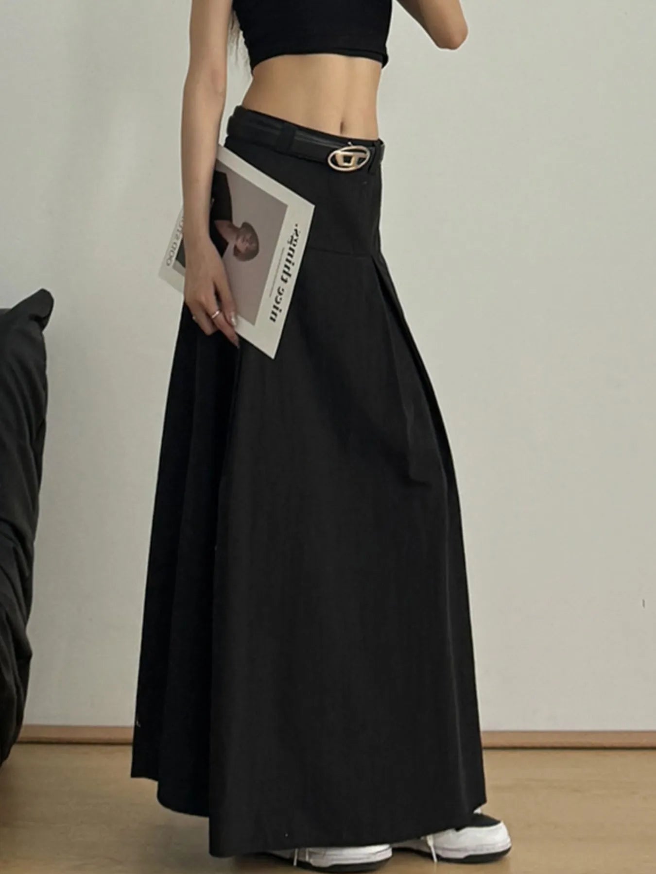 High Waist A-Line Maxi women Skirt.