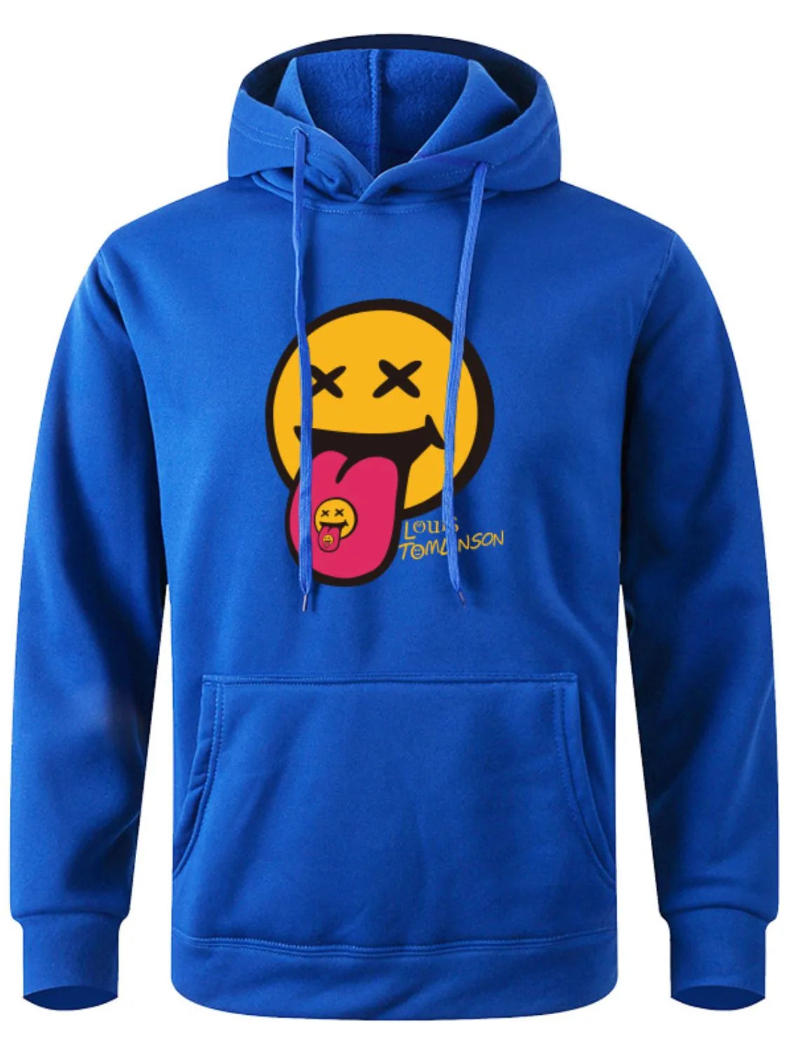 Men's Happy Face Graphic Long Sleeve Hoodie Plus Size.