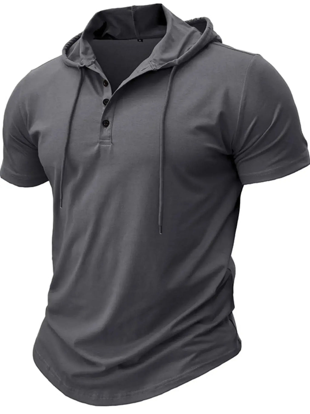 Men's Full Size Casual Hooded Henley T-Shirt Plus Size.