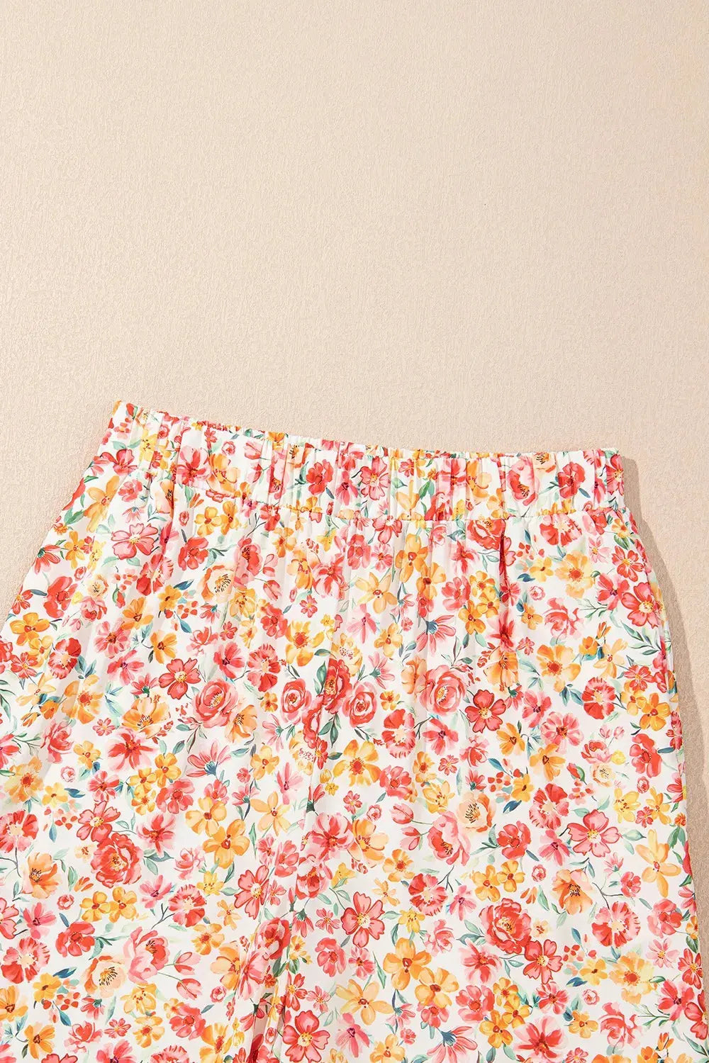 Boho Floral Bandeau Top and High Waist Wide Leg Pants Set.